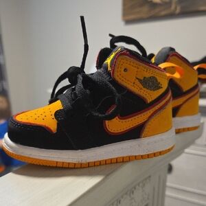Kids Black and Orange Sneakers